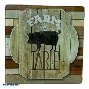 Glass Cheese Cutting Serve Board Knife CounterArt Farmhouse Set